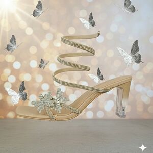 J. Adams 'Haley' Beige Crystal Butterfly Wrap Sandals